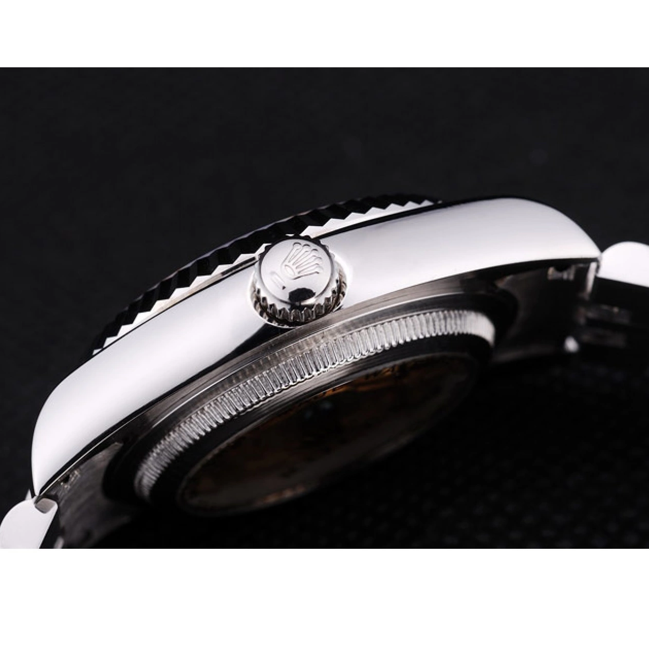 AAA Replica Watches Bezel Ribbed Diamonds Dial Black Rolex Datejust 7458 0612